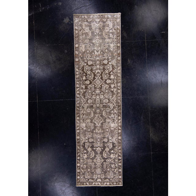 Turkish Vintage Runner Rug Brown & Ivory Anatolian Handwoven Wool 2'6" X 9'3" For Sale - Image 10 of 10