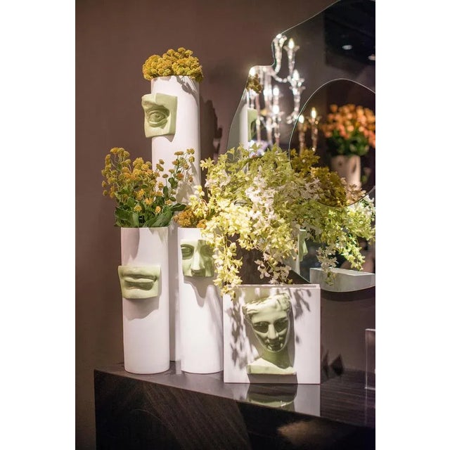 Italian Ceramic Eye David Vase in Verde Craquelé by Marco Segantin for VGnewtrend For Sale - Image 4 of 6