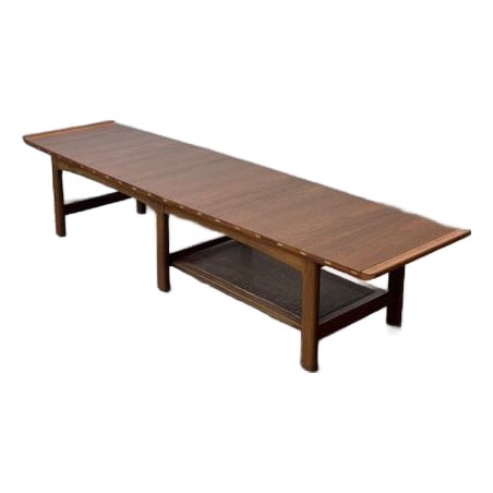1960's Walnut and Caned Lane Altavista Coffee Table For Sale