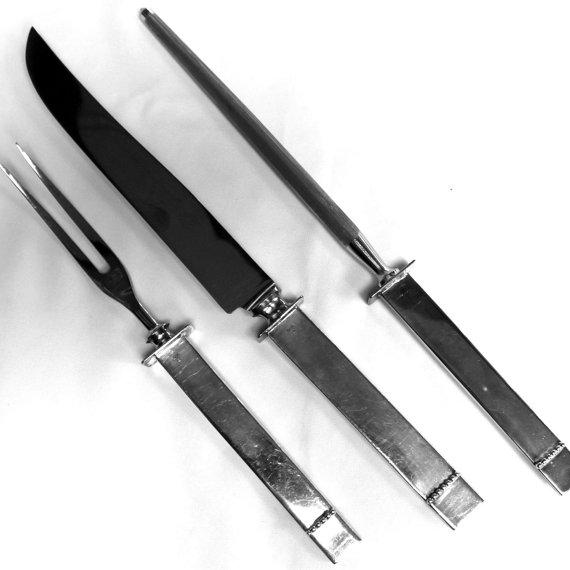 MidCentury Silver Plated Meat Carving Set 5 Piece Chairish