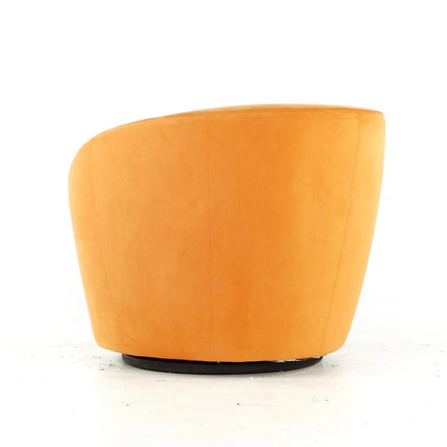 Orange Vladimir Kagan for Directional Mid Century Lounge Chairs With Ottoman - Pair For Sale - Image 8 of 13