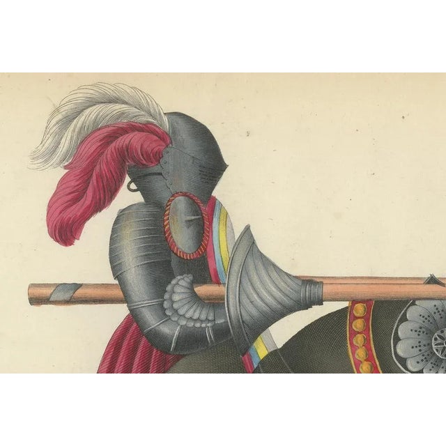 Von Reibisch, Knights Jousting in Ornate Black Caparisons, 1842, Hand-Coloured Print For Sale - Image 3 of 8