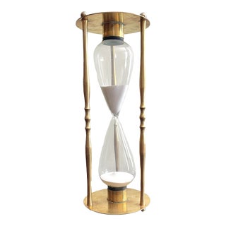 1960s Vintage Nautical Brass and Glass Hourglass For Sale