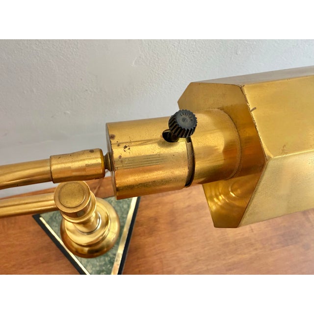 1980s 1980s Art Deco Revival Marble and Brass Bankers Lamp For Sale - Image 5 of 11