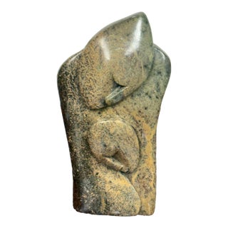 Sam Shadrack African Hand-Carved Stone Mother + Child Sculpture For Sale
