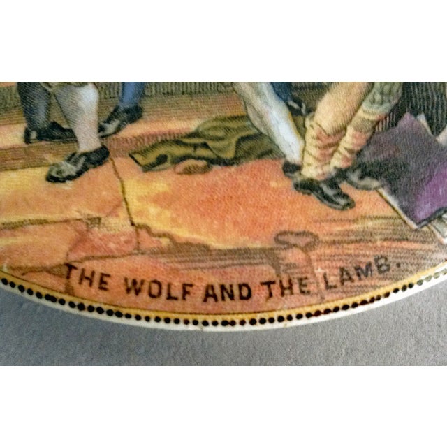 F. & R. Pratt & Co. Antique Prattware Pot Lid "The Wolf and the Lamb" For Sale - Image 4 of 6