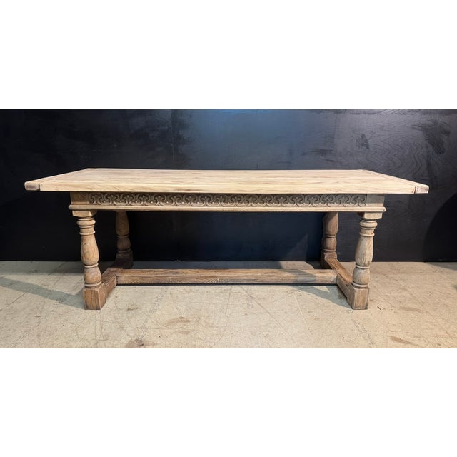 Vintage Bleached Oak Farmhouse Dining Table, 1925 For Sale - Image 3 of 15