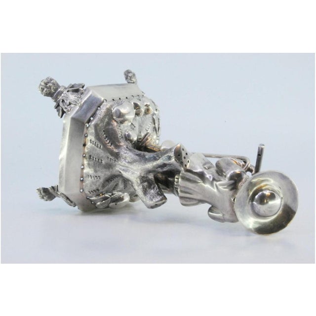 Silver Toothpick Holder with Flutist For Sale - Image 4 of 9