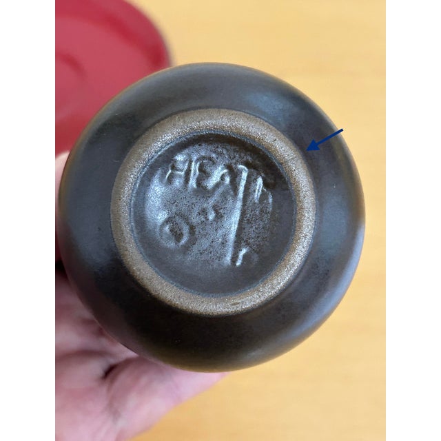 Heath Ceramics Small Cups and Saucers Glossy Red/Chocolate Brown For Sale In San Francisco - Image 6 of 6