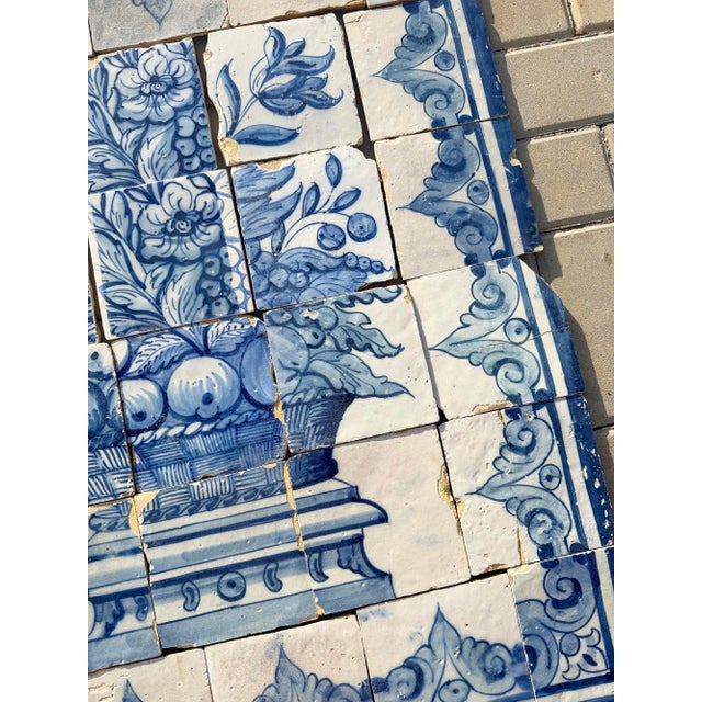 Antique 18th Century Portuguese Rococo Basket of Plenty Tile Panel For Sale - Image 6 of 15