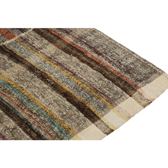 1950s 1950s Vintage Turkish Kilim Rug in Panel Style, Multihued Stripe Patterns For Sale - Image 5 of 7