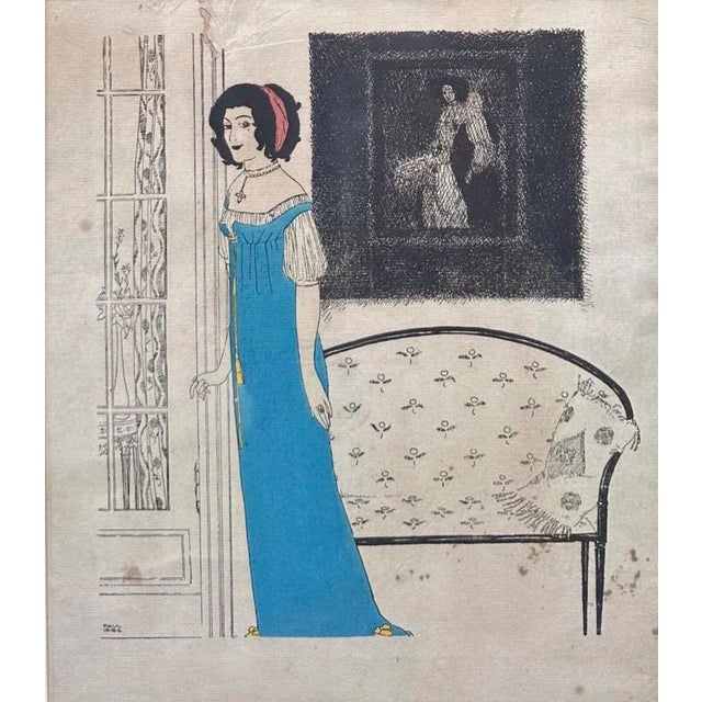 Illustration Paul Iribe "Les Robes De Paul Poiret Racontées Par Paul Iribe" Original Stencil Art Circa 1908 With Watermark For Sale - Image 3 of 14