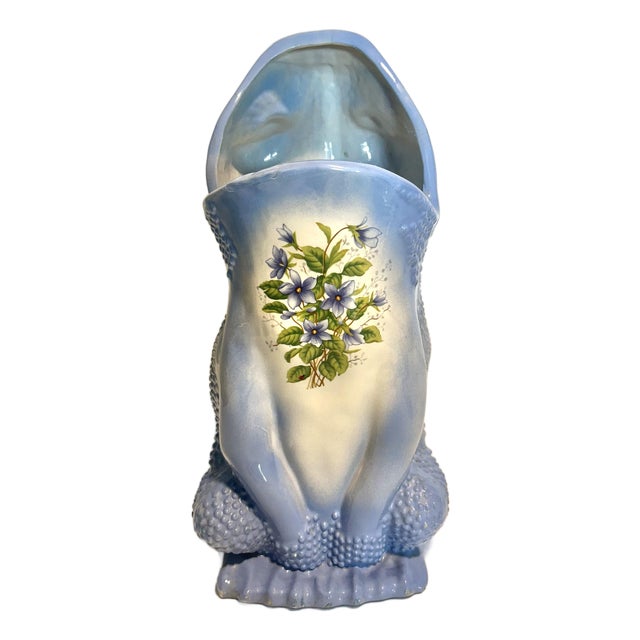 20th C. MCM Gump's Italian Porcelain Umbrella Holder Floral Motif Decorative Stand For Sale