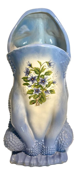 20th C. MCM Gump's Italian Porcelain Umbrella Holder Floral Motif Decorative Stand