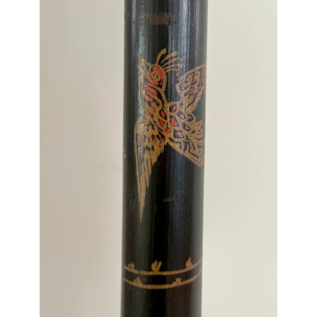 Antique Chinese Wooden Hand-Painted Floor Lamp For Sale - Image 13 of 18