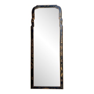 1970s Friedman Brothers Williamsburg Chinoiserie 2 Plate Beveled Lacquer Mirror For Sale