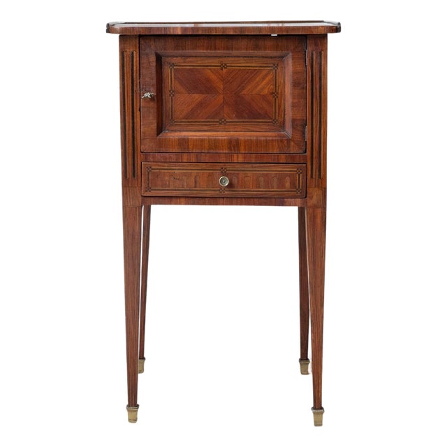 Louis XVI Style Marquetry Bedside Table — French, 19th Century For Sale