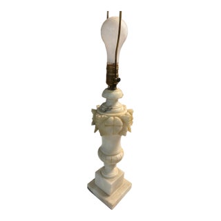 Antique Italian Hand Carved Alabaster Table Lamp For Sale
