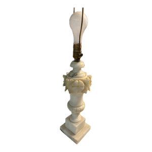 Antique Italian Hand Carved Alabaster Table Lamp