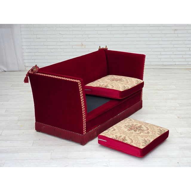 Spanish Sofa in Velour with Ash Legs, Denmark, 1970s For Sale - Image 6 of 18