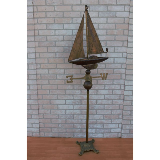 Modern Vintage Copper Boat Weathervane For Sale - Image 3 of 13
