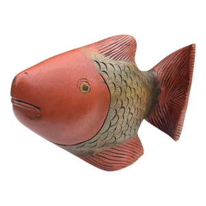 Vintage Hand-Carved Folk Art Fish Sculpture
