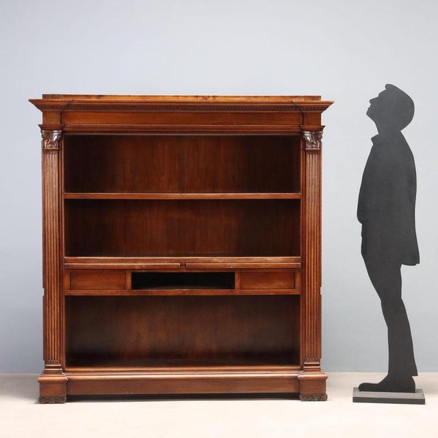 Bookcase in Walnut with Corinthian Decorations For Sale - Image 3 of 10