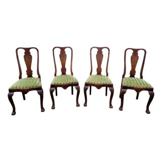 Antique English Carved Mahogany Dining Chairs, 1880s, Set of 4 For Sale