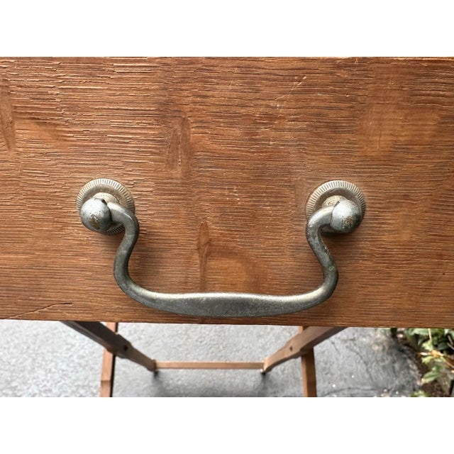 Rustic Zinc Lined Garden Table Bar Tray on Stand, One of a Kind For Sale In Savannah - Image 6 of 12