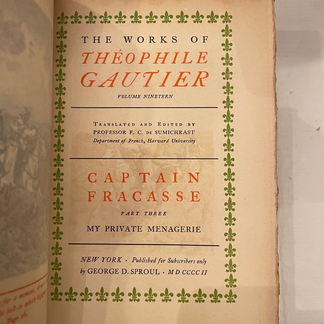 Lovely Decor Blue/Gray Linen Works of Theophile Gautier S/24 1901 For Sale - Image 12 of 17