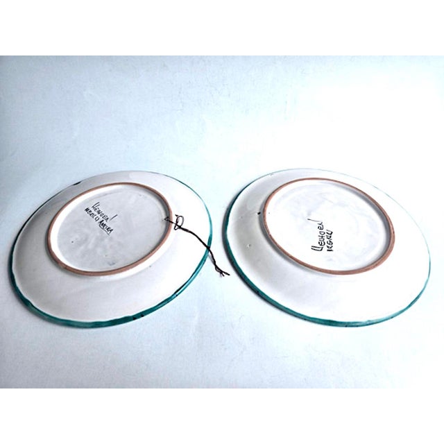 Vintage Hand Painted Talavera Mexico Ceramic Wall Platters, a Pair For Sale - Image 12 of 13