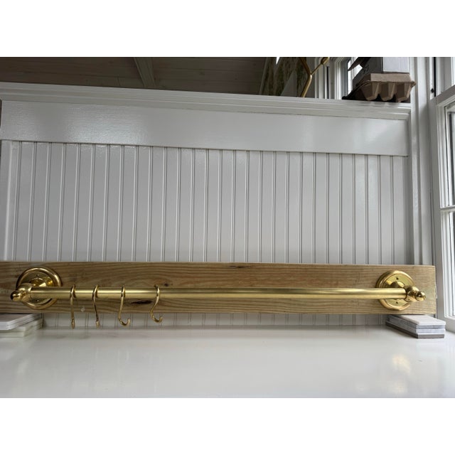 Vintage, one-of-a-kind, unique handcrafted solid brass pot rack with 16 solid brass pot hangers. Can be ceiling or wall...