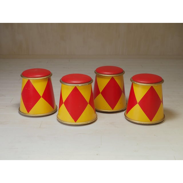 Red Circus Stools from Eurodisney, Paris, 1980s, Set of 4 For Sale - Image 8 of 11