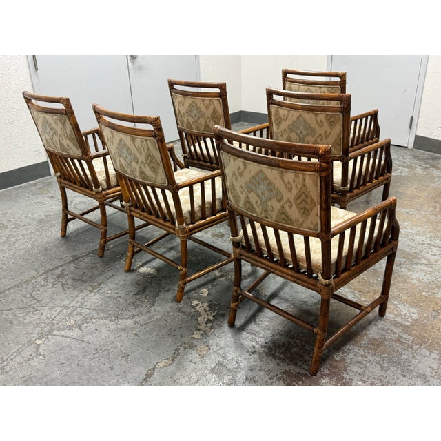 Late 20th Century McGuire Furniture Far East Collection Dining Armchairs, Vintage Set of Six For Sale - Image 5 of 12