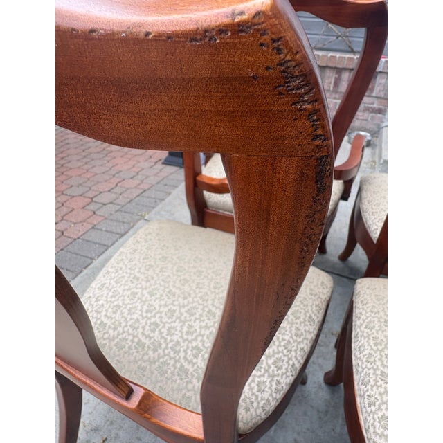 Vintage Thomasville Queen Anne Dining Chairs With Scroll Arms — Set of 8 For Sale - Image 11 of 12