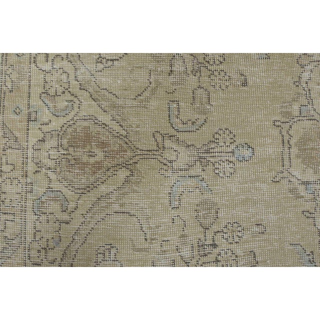 Beige Tabriz Rug 8’10” X 12’2” Beige Wool Vintage Distressed Hand-Knotted Carpet For Sale - Image 8 of 15