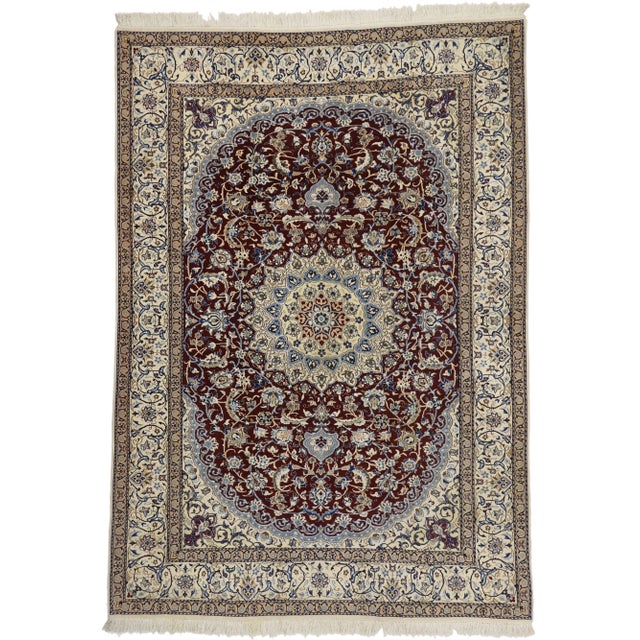 Mid 20th Century Persian Nain Wool & Silk Rug - 06'08 X 09'04 For Sale - Image 5 of 5