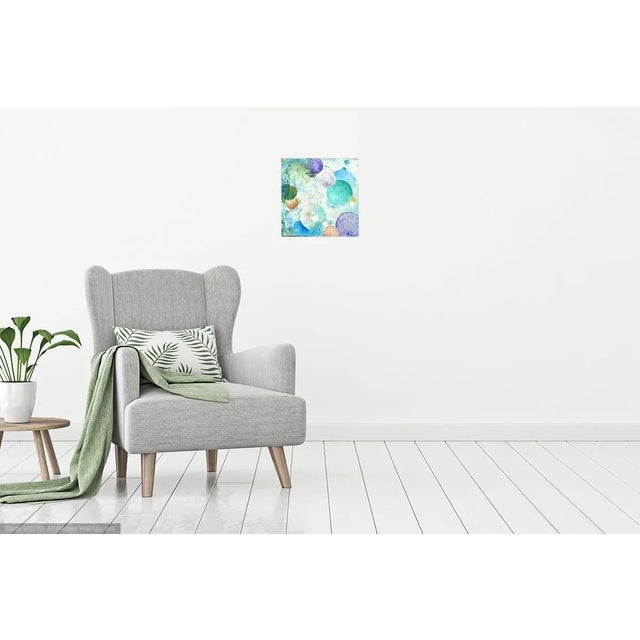 Original highly sought after contemporary oil painting of colors floating and intersecting.. Colors are very harmonious....