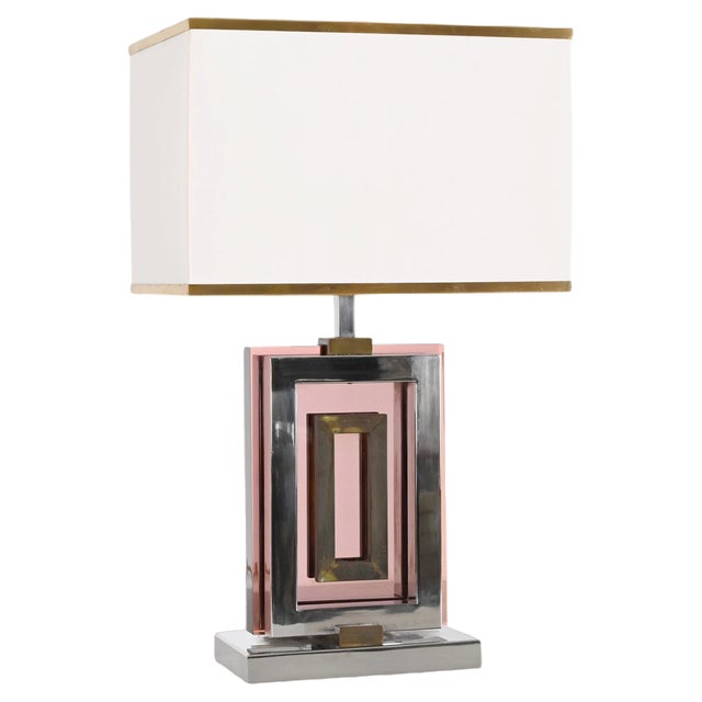 Table Lamp in Acrylic Glass, Chrome and Brass by Romeo Rega, Italy, 1970s For Sale