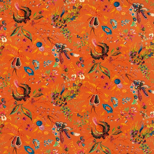 Harlequin Wonderland Floral Fabric in Amber/Lapis/Ruby - a Sample For Sale