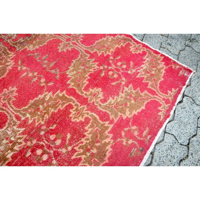 Red 1960s Vintage Hand-Knotted Red Rug For Sale - Image 8 of 11