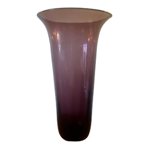1960s Huge Blenko Amethyst Optic Art Glass Hand Blown Vase