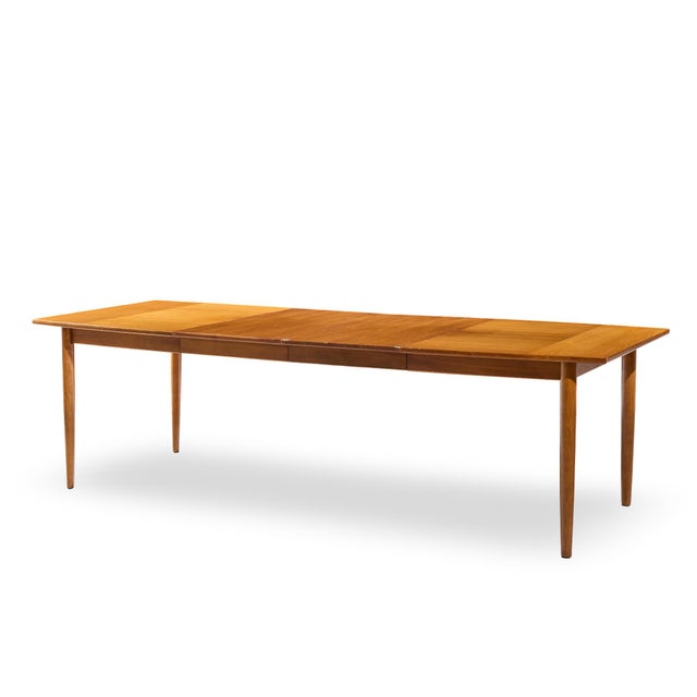 Mid-Century Modern Barney Flagg for Drexel Parallel Mid Century Walnut Expanding Dining Table With 2 Leaves For Sale - Image 3 of 13