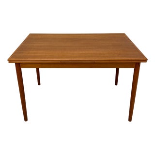 Large Vintage Minimalistic Extendable Teak Dining Table, 1960s For Sale