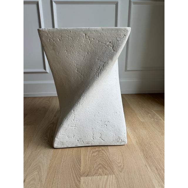 White Vintage Late 1970s / 1980s Postmodern Sculptural Twist Form Side Table or Pedestal in Plaster Finish For Sale - Image 8 of 10