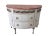 A charming 19th-century Swedish Gustavian demilune commode distinguished by its elegant proportions, richly veined rouge...