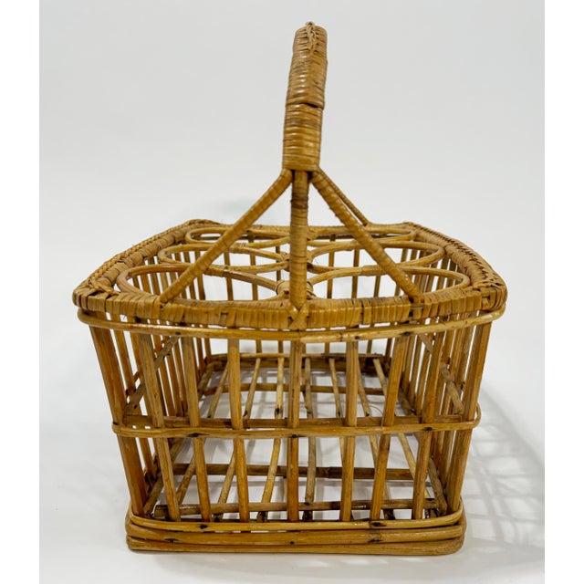 Vintage Woven Rattan Bottle or Glass Caddy For Sale In Kansas City - Image 6 of 7