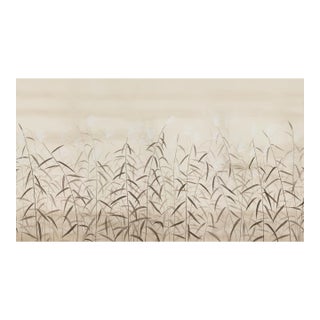 36" * H108"/Panel * 9ps, Chinoiserie Reed Mural, Warm Beige Gradient Wall Wallpaper Mural, 9 Panels For Sale