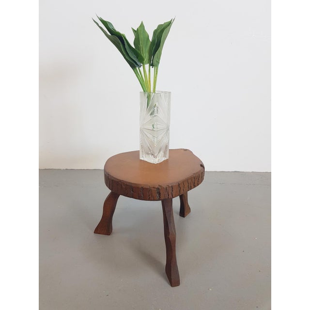 Vintage tree trunk side table plant table oak mid century brutalist 1960 Beautiful side table. Nice for setting up plants,...