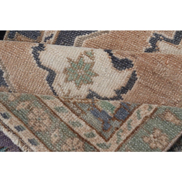 Blue Vintage Turkish Oushak Rug With All-Over Sub-Geometric Medallion Design For Sale - Image 8 of 8